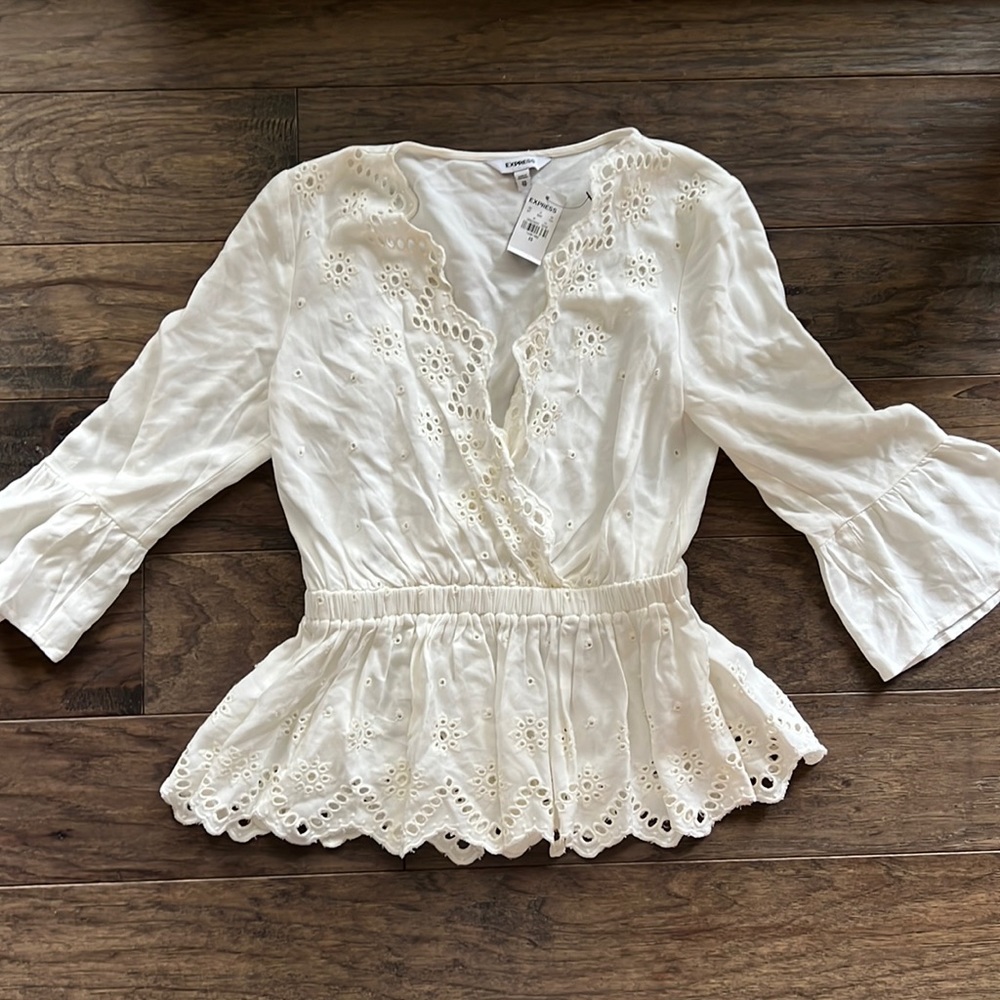 Express White Eyelet Blouse